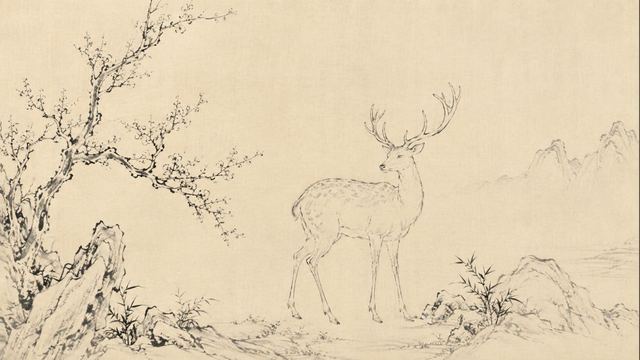 传统中国水墨白描画风预览